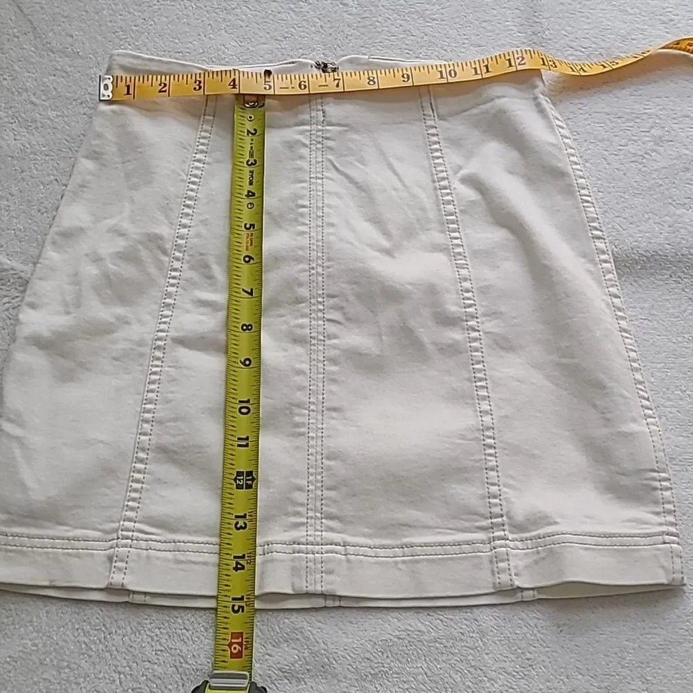 Free People Modern Femme Denim Mini Skirt White 6 Stretchy Romantic Feminine